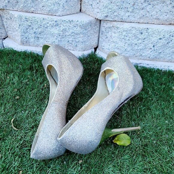 D brand women's gold sparkle open toed heels - Picture 13 of 16